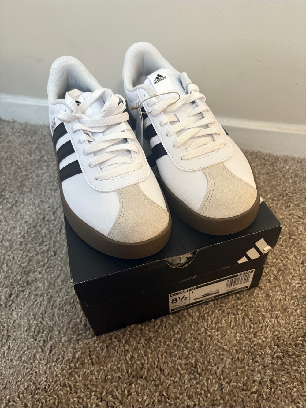 adidas White, Black and Brown Gum-Soled women’s Sneakers